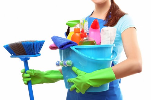 Professional house cleaner tidying a kitchen in Pimlico