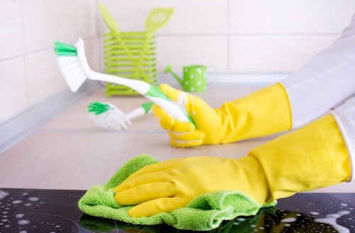Upholstery cleaning treatment on a fabric sofa in Pimlico