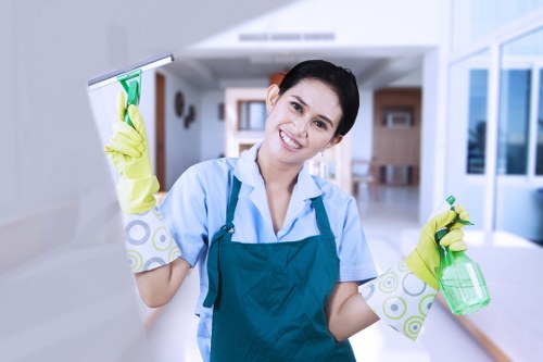 Local carpet cleaner treating stains in a Pimlico living room
